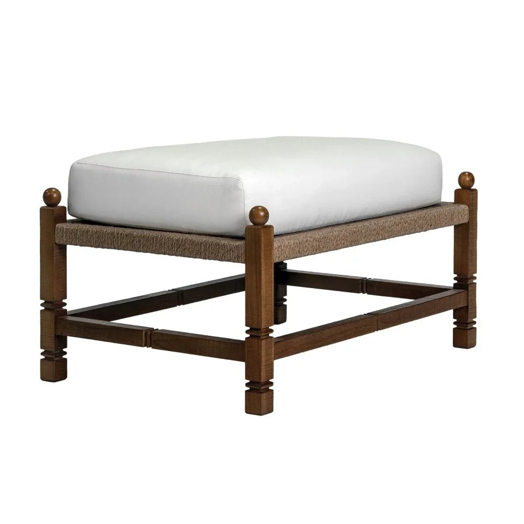 Vaterra Weathered Pecan Finish Patio Ottoman-Outdoor Ottomans-Seasonal Living-LOOMLAN