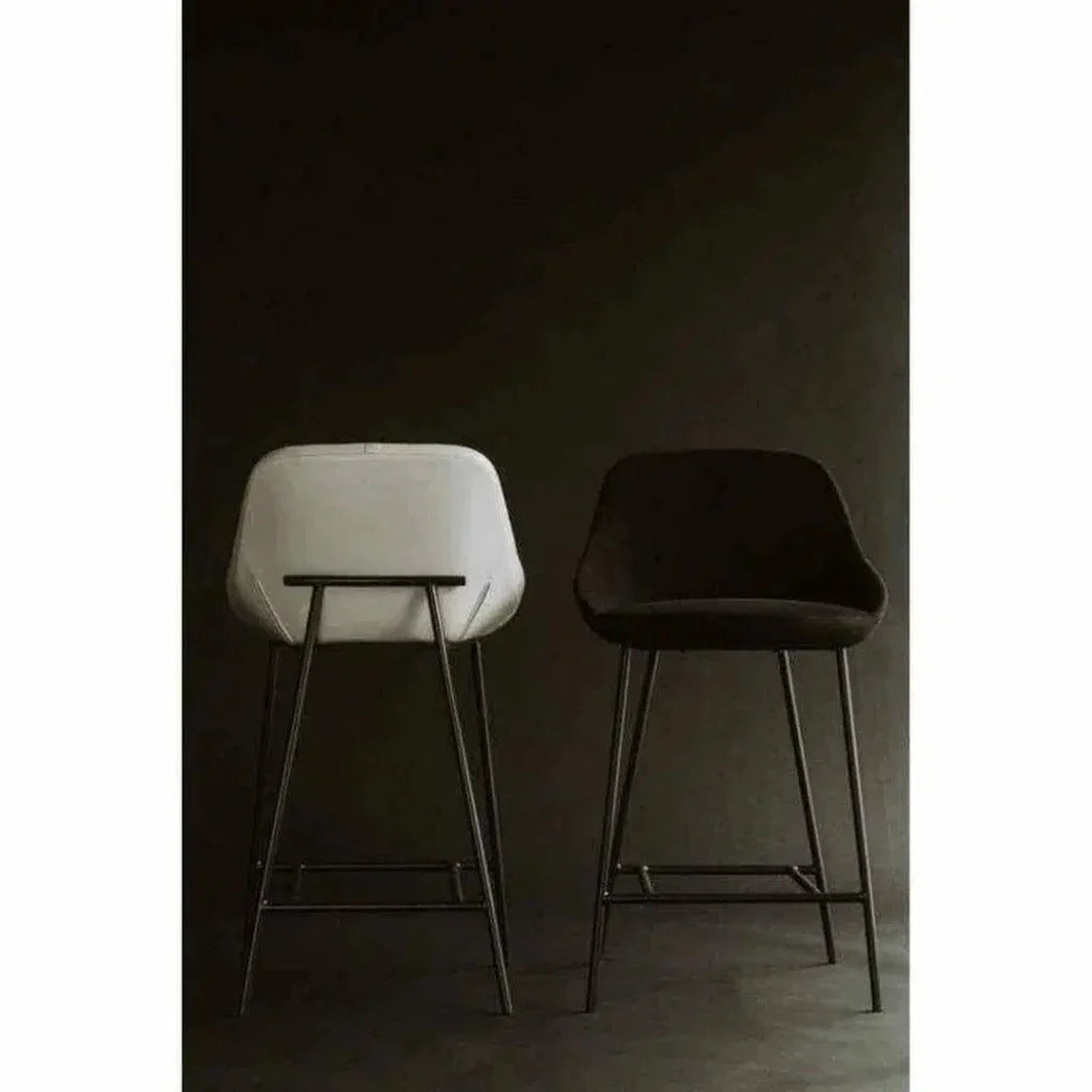 Vegan Leather Black Low Back Barstool - LOOMLAN - Moe's Home - Bar Stools