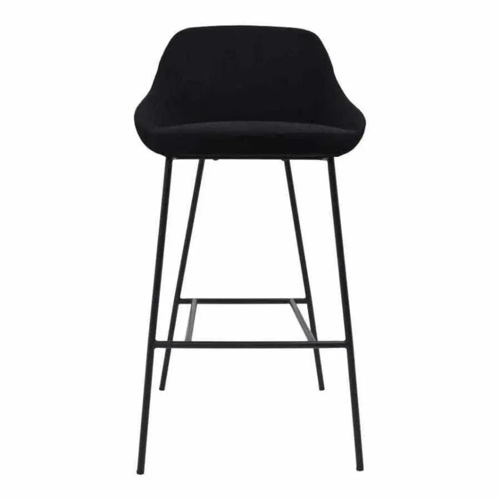Vegan Leather Black Low Back Barstool - LOOMLAN - Moe's Home - Bar Stools