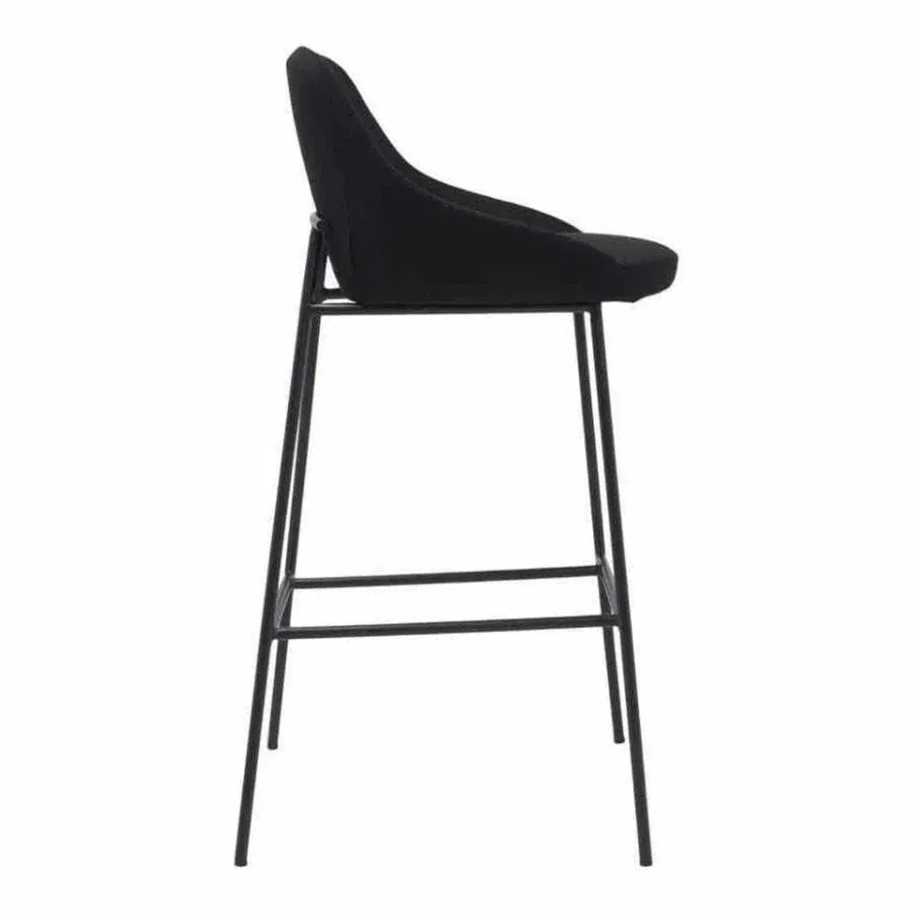 Vegan Leather Black Low Back Barstool - LOOMLAN - Moe's Home - Bar Stools