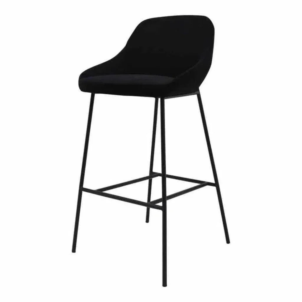 Vegan Leather Black Low Back Barstool - LOOMLAN - Moe's Home - Bar Stools