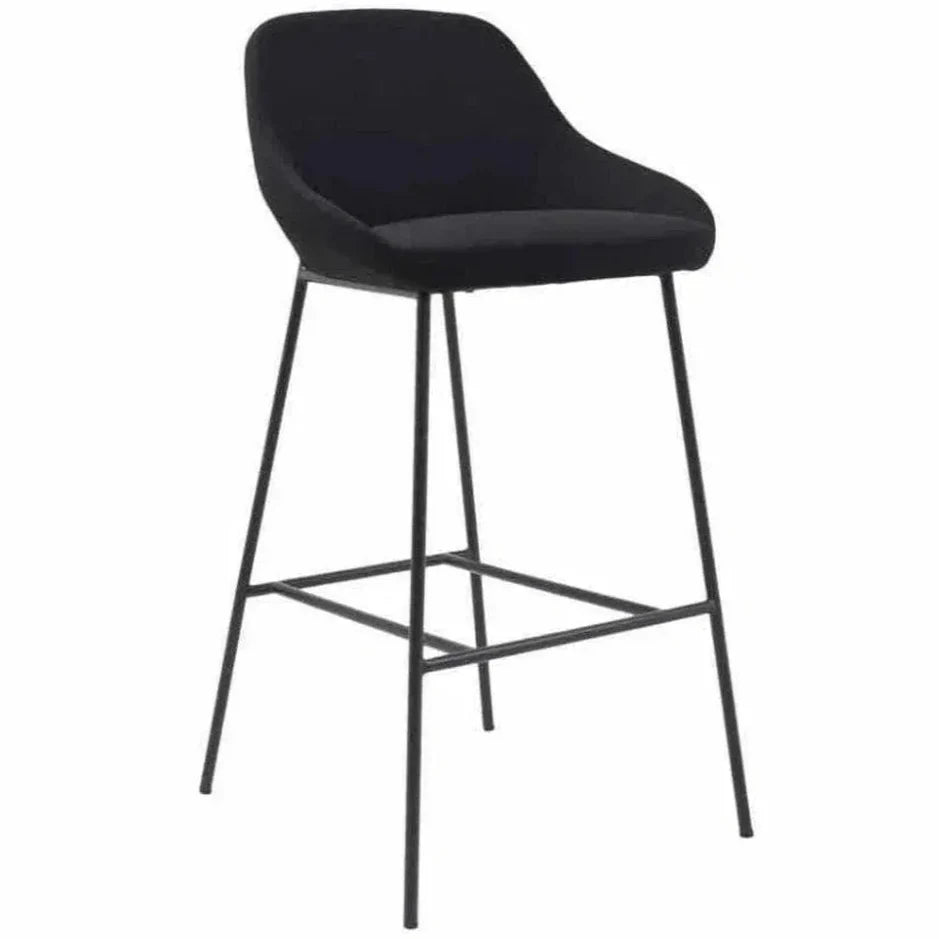 Vegan Leather Black Low Back Barstool - LOOMLAN - Moe's Home - Bar Stools