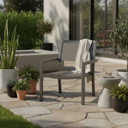 Vegas Stackable Sling Outdoor Club Chair-Outdoor Accent Chairs-Sunset West-LOOMLAN