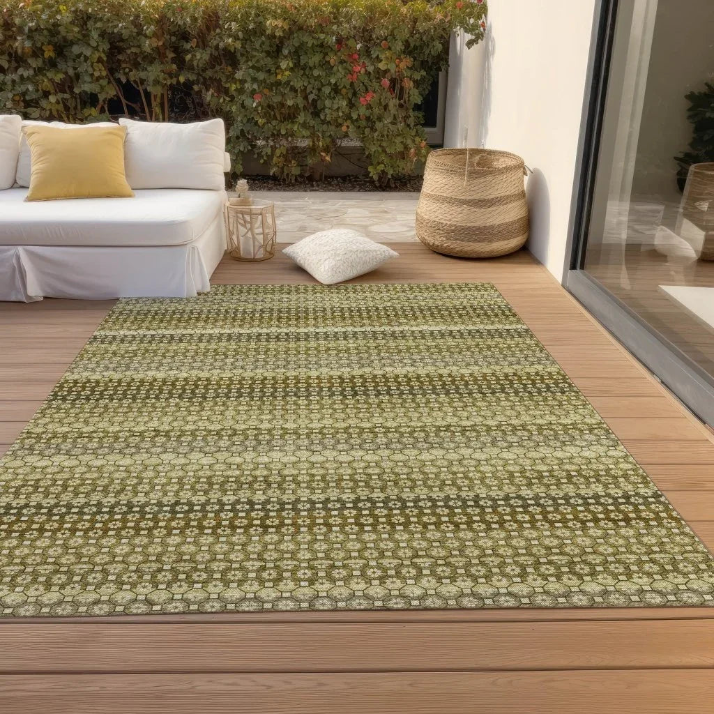 Vektura Green Washable Indoor - Outdoor Rug - LOOMLAN - LOOMLAN Rugs - Outdoor Rugs