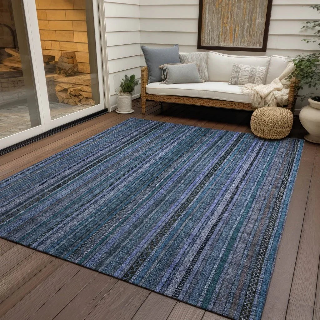 Velatrix Blue Washable Indoor - Outdoor Rug - LOOMLAN - LOOMLAN Rugs - Outdoor Rugs