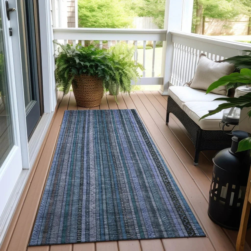 Velatrix Blue Washable Indoor - Outdoor Rug - LOOMLAN - LOOMLAN Rugs - Outdoor Rugs