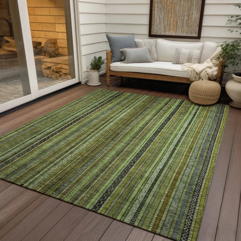 Velatrix Green Washable Indoor - Outdoor Rug - LOOMLAN - LOOMLAN Rugs - Outdoor Rugs