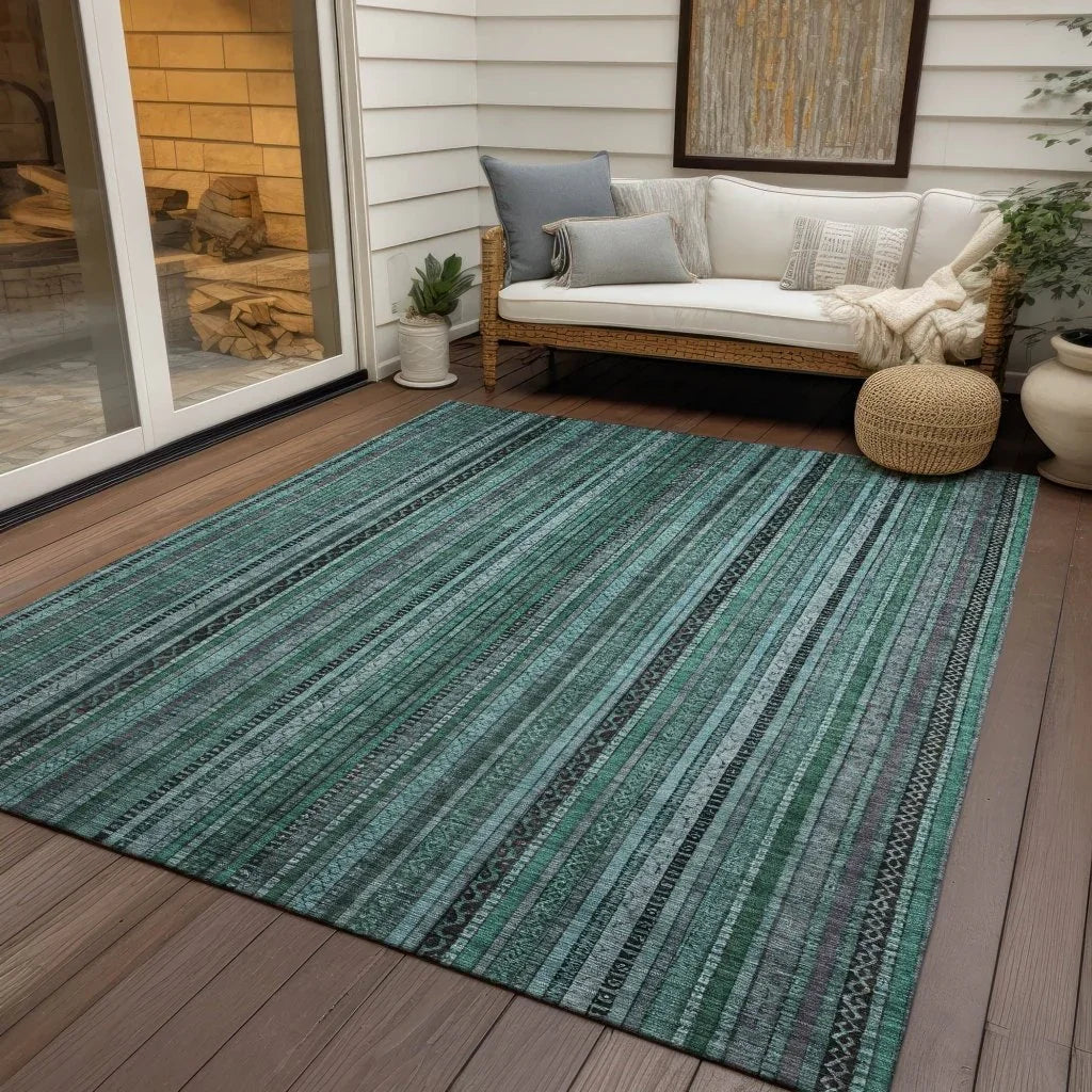 Velatrix Teal Washable Indoor - Outdoor Rug - LOOMLAN - LOOMLAN Rugs - Outdoor Rugs