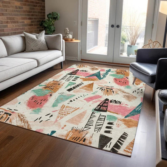 Veldorah Ivory Washable Indoor - Outdoor Rug - LOOMLAN - LOOMLAN Rugs - Outdoor Rugs