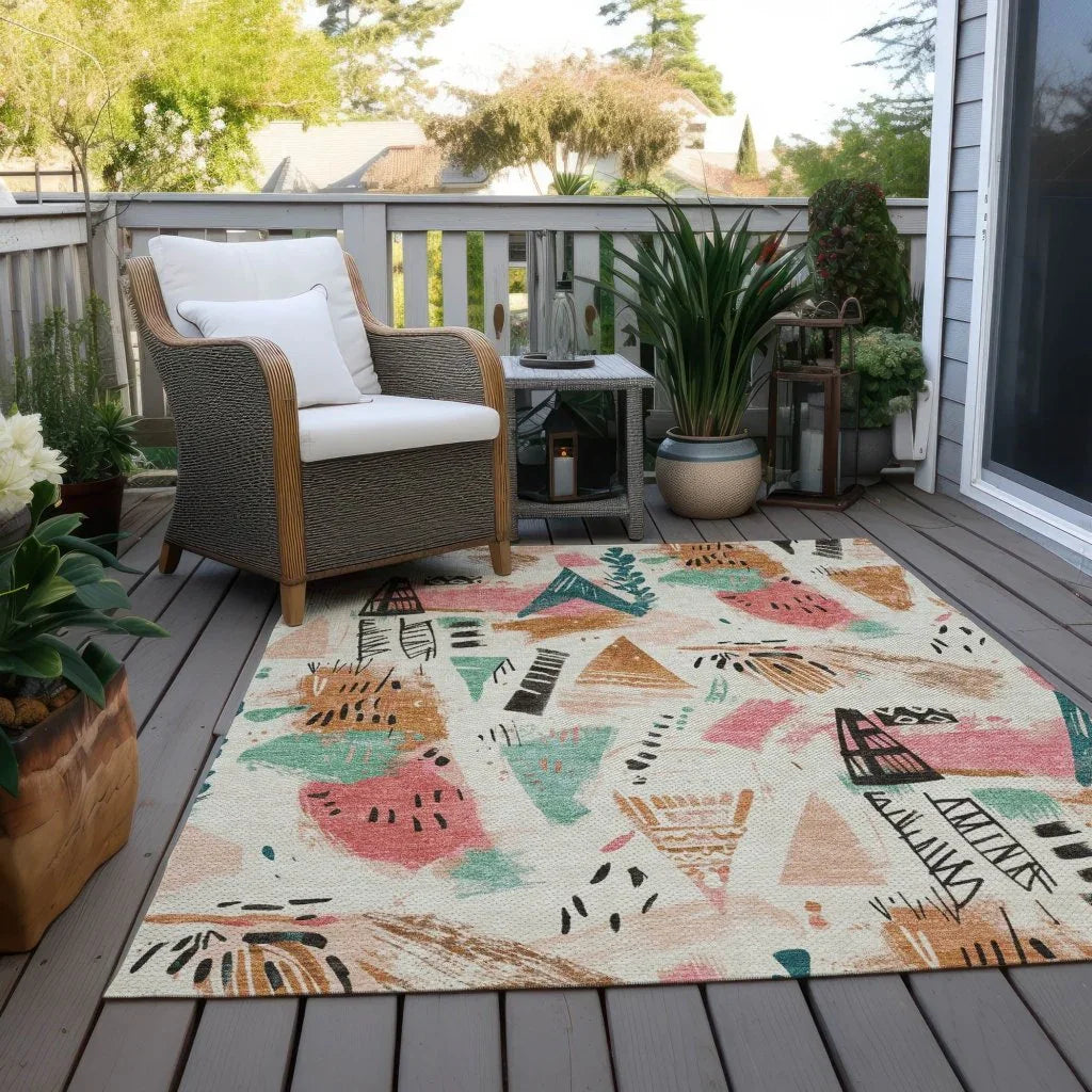 Veldorah Ivory Washable Indoor - Outdoor Rug - LOOMLAN - LOOMLAN Rugs - Outdoor Rugs