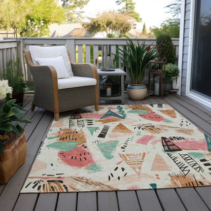 Veldorah Ivory Washable Indoor - Outdoor Rug - LOOMLAN - LOOMLAN Rugs - Outdoor Rugs