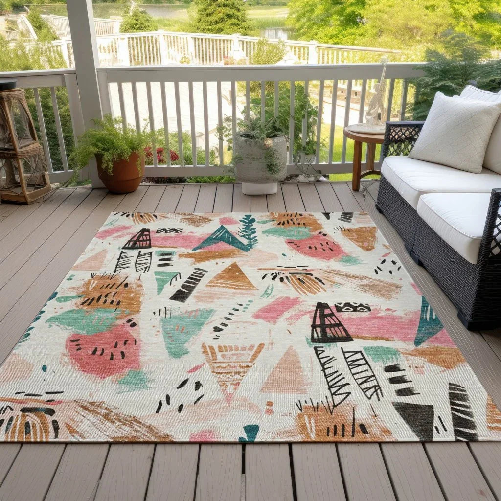 Veldorah Ivory Washable Indoor - Outdoor Rug - LOOMLAN - LOOMLAN Rugs - Outdoor Rugs