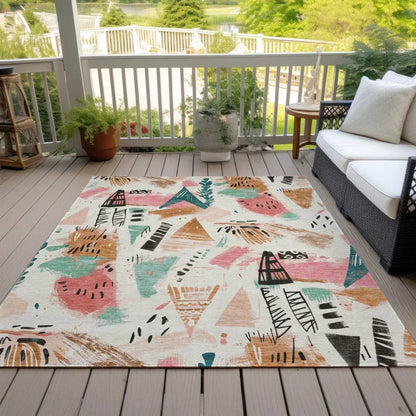 Veldorah Ivory Washable Indoor - Outdoor Rug - LOOMLAN - LOOMLAN Rugs - Outdoor Rugs
