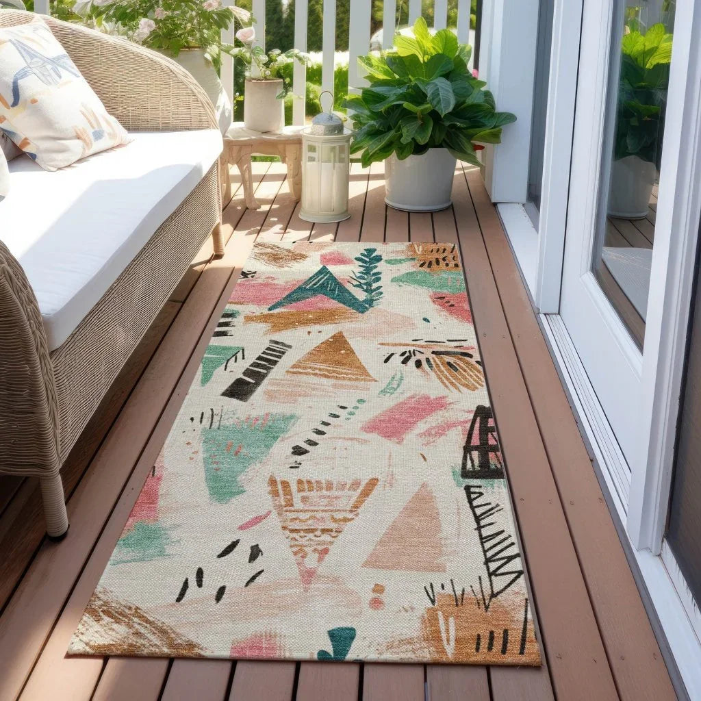 Veldorah Ivory Washable Indoor - Outdoor Rug - LOOMLAN - LOOMLAN Rugs - Outdoor Rugs