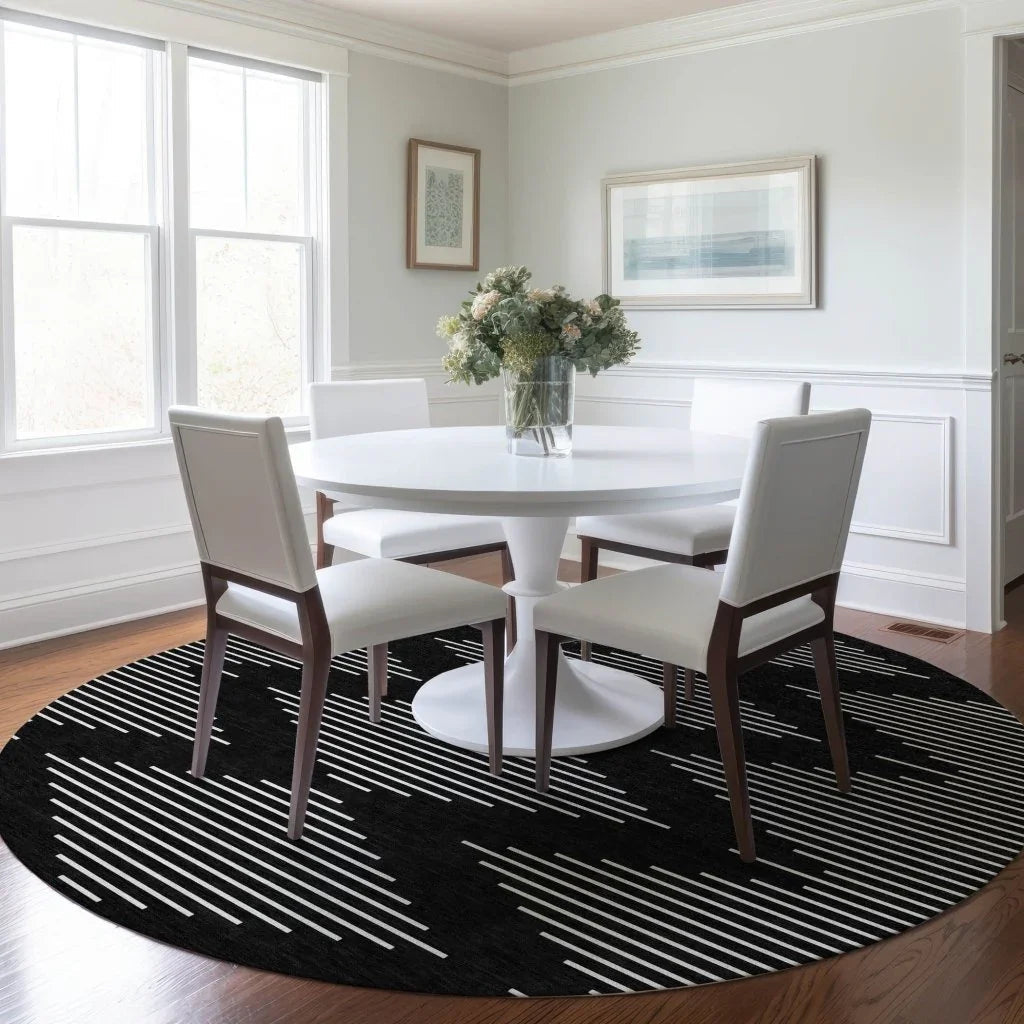 Velina Black Washable Indoor-Outdoor Rug-Outdoor Rugs-LOOMLAN Rugs-LOOMLAN