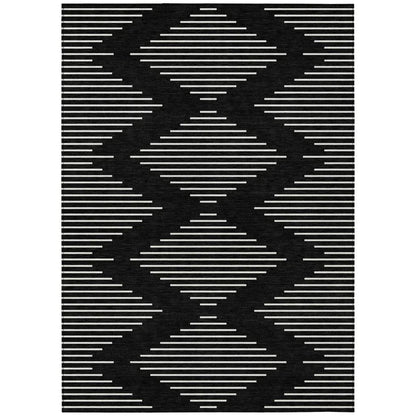 Velina Black Washable Indoor-Outdoor Rug-Outdoor Rugs-LOOMLAN Rugs-2'6" x 3'10"-LOOMLAN