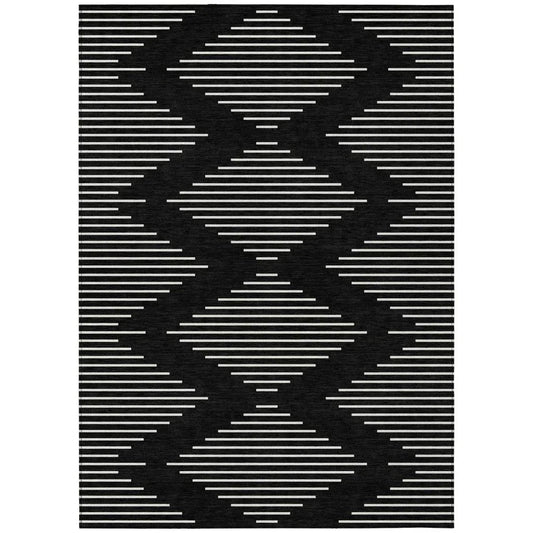 Velina Black Washable Indoor-Outdoor Rug-Outdoor Rugs-LOOMLAN Rugs-2'6" x 3'10"-LOOMLAN