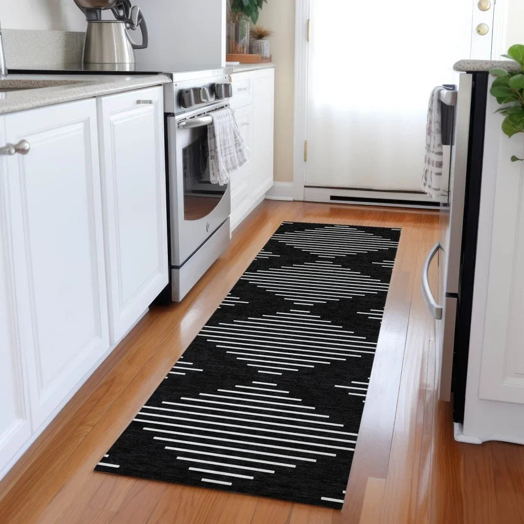 Velina Black Washable Indoor-Outdoor Rug-Outdoor Rugs-LOOMLAN Rugs-LOOMLAN