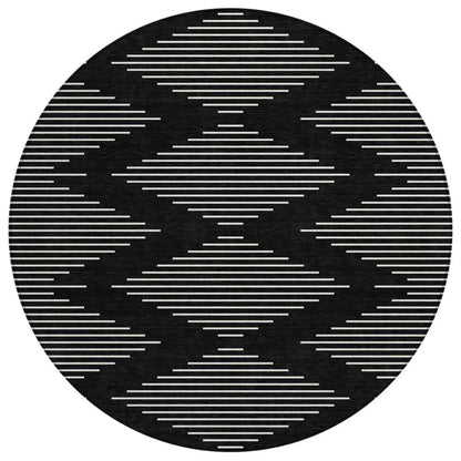 Velina Black Washable Indoor-Outdoor Rug-Outdoor Rugs-LOOMLAN Rugs-8' x 8'-LOOMLAN