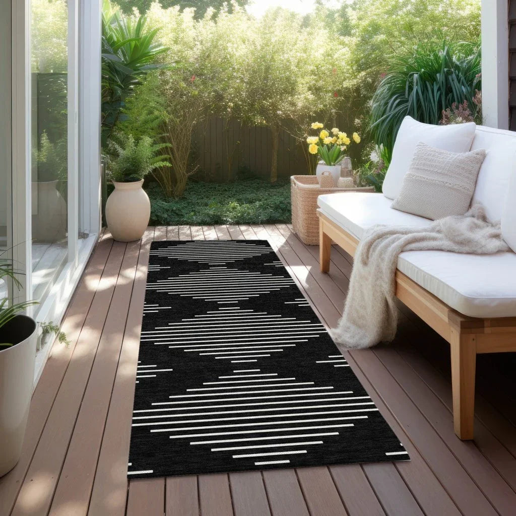 Velina Black Washable Indoor-Outdoor Rug-Outdoor Rugs-LOOMLAN Rugs-LOOMLAN