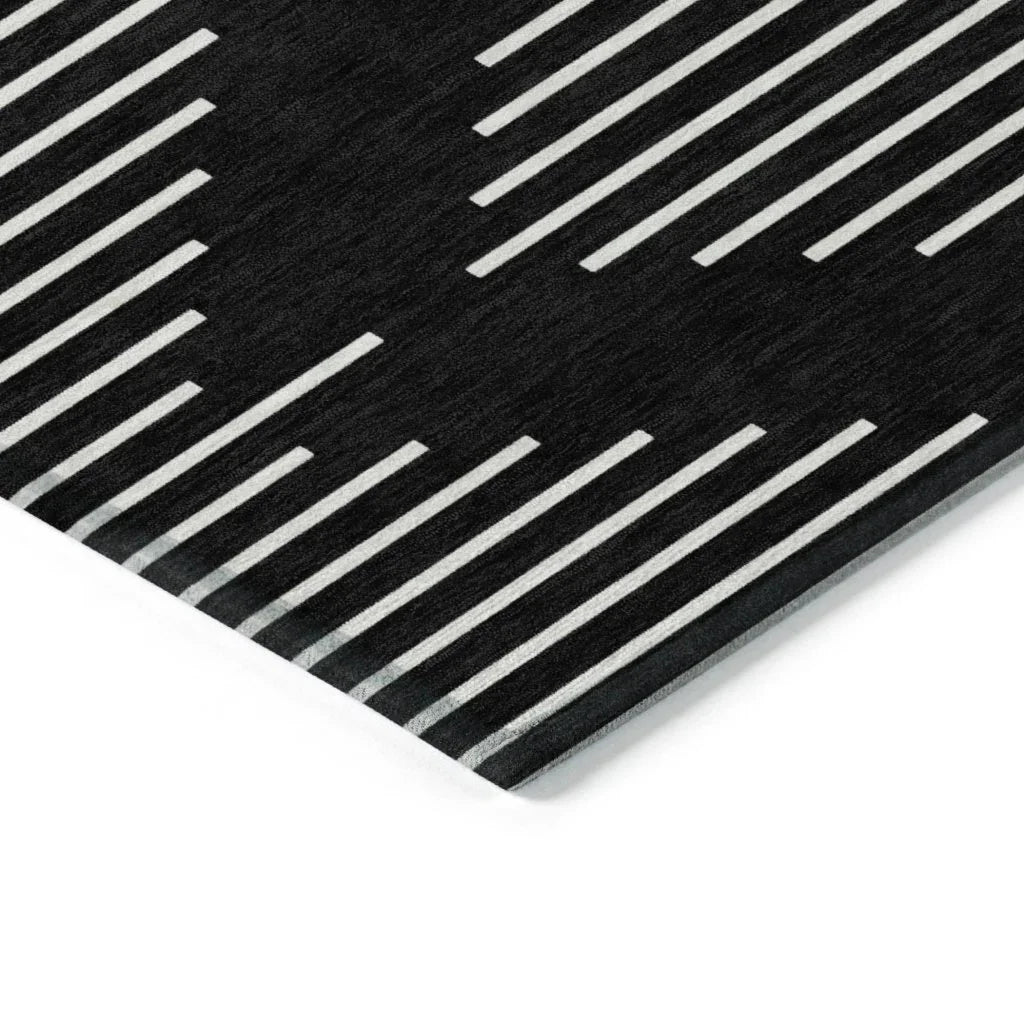 Velina Black Washable Indoor-Outdoor Rug-Outdoor Rugs-LOOMLAN Rugs-LOOMLAN
