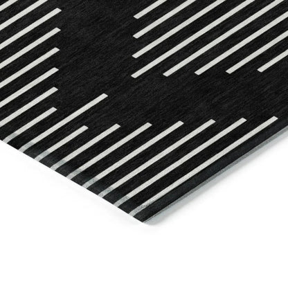 Velina Black Washable Indoor-Outdoor Rug-Outdoor Rugs-LOOMLAN Rugs-LOOMLAN