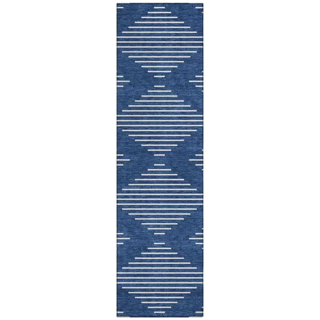 Velina Blue Washable Indoor-Outdoor Rug-Outdoor Rugs-LOOMLAN Rugs-2'3" x 7'6"-LOOMLAN