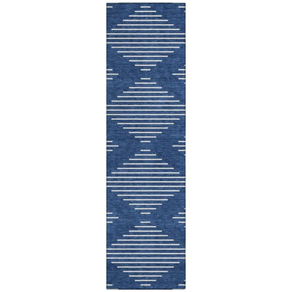 Velina Blue Washable Indoor-Outdoor Rug-Outdoor Rugs-LOOMLAN Rugs-2'3" x 7'6"-LOOMLAN