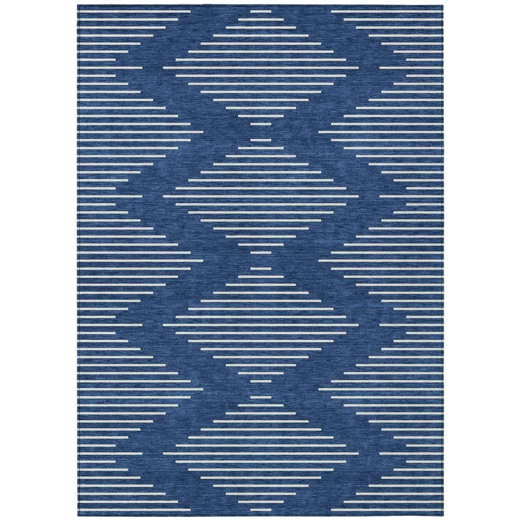 Velina Blue Washable Indoor-Outdoor Rug-Outdoor Rugs-LOOMLAN Rugs-2'6" x 3'10"-LOOMLAN