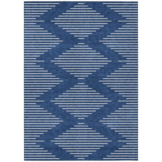 Velina Blue Washable Indoor-Outdoor Rug-Outdoor Rugs-LOOMLAN Rugs-2'6" x 3'10"-LOOMLAN