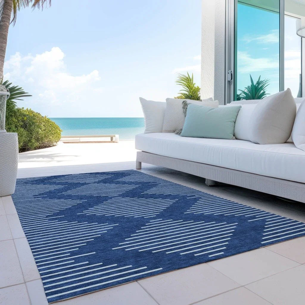 Velina Blue Washable Indoor-Outdoor Rug-Outdoor Rugs-LOOMLAN Rugs-LOOMLAN