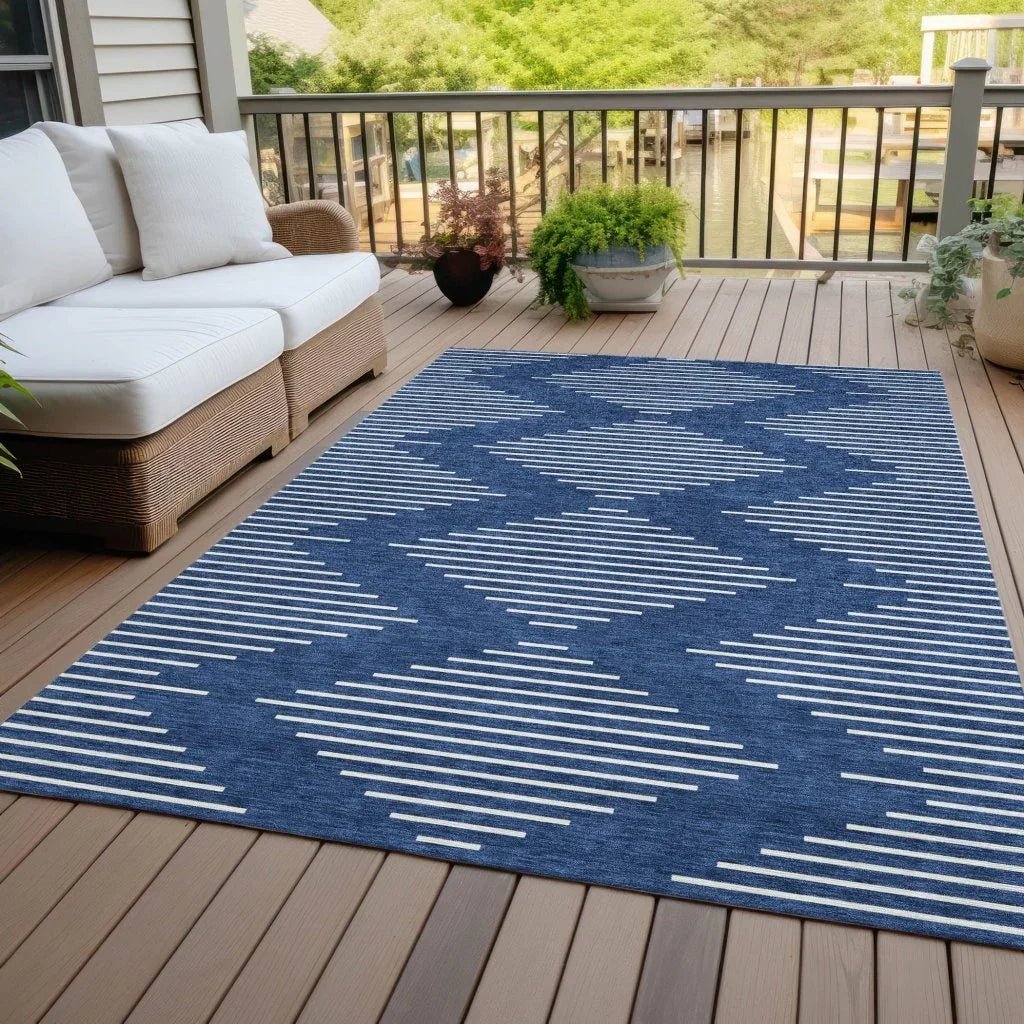 Velina Blue Washable Indoor-Outdoor Rug-Outdoor Rugs-LOOMLAN Rugs-LOOMLAN