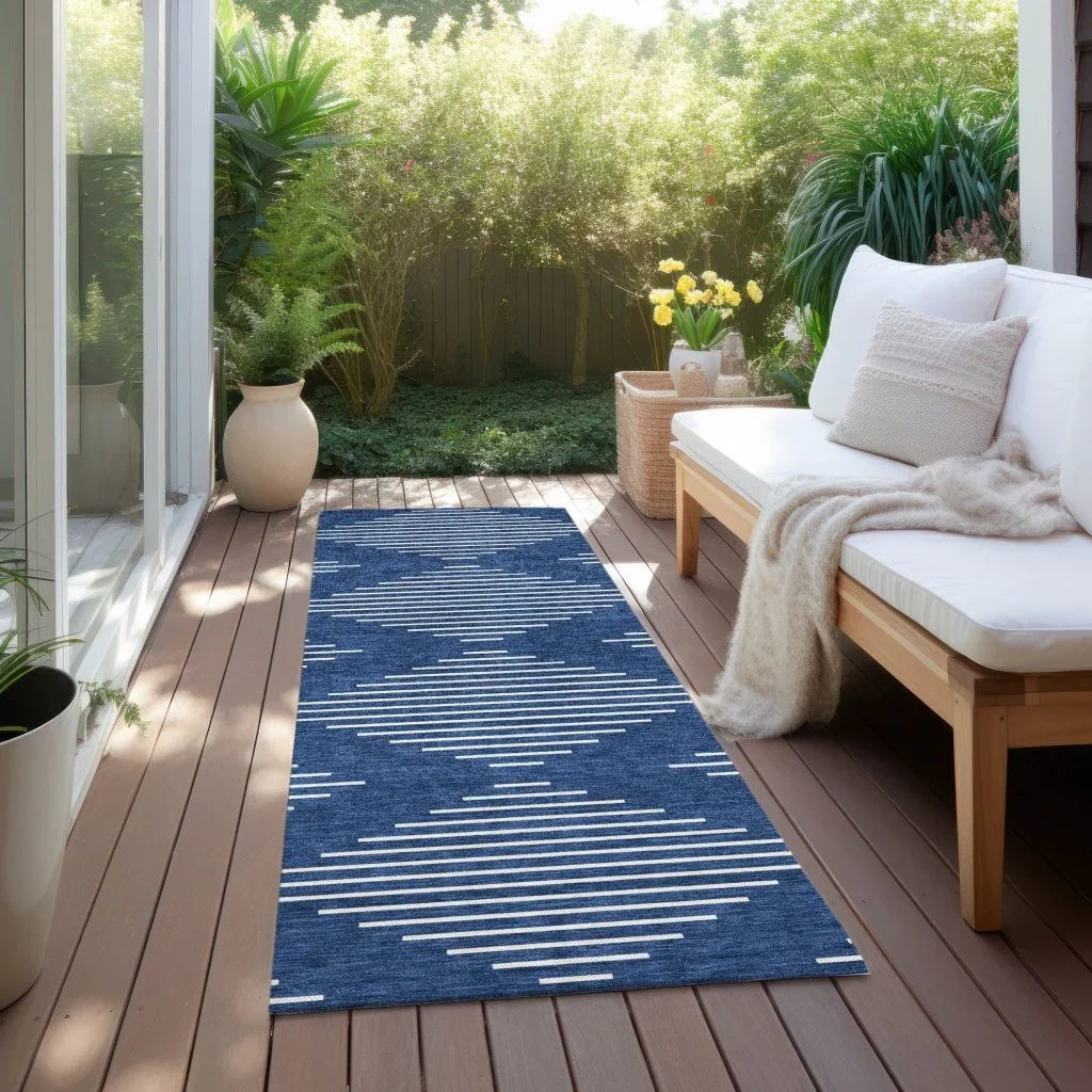 Velina Blue Washable Indoor-Outdoor Rug-Outdoor Rugs-LOOMLAN Rugs-LOOMLAN