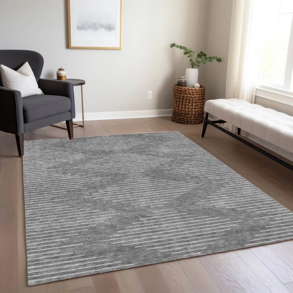 Velina Charcoal Washable Indoor-Outdoor Rug-Outdoor Rugs-LOOMLAN Rugs-LOOMLAN