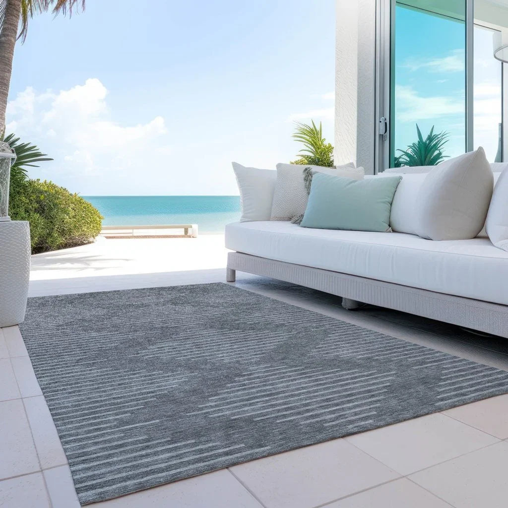 Velina Charcoal Washable Indoor-Outdoor Rug-Outdoor Rugs-LOOMLAN Rugs-LOOMLAN