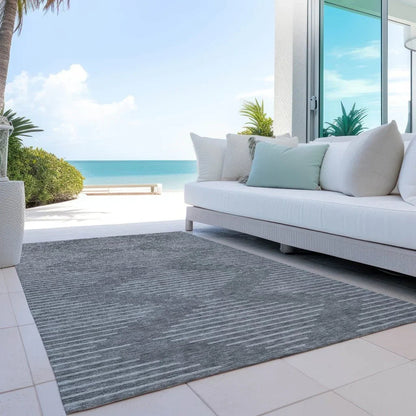Velina Charcoal Washable Indoor-Outdoor Rug-Outdoor Rugs-LOOMLAN Rugs-LOOMLAN