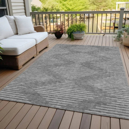 Velina Charcoal Washable Indoor-Outdoor Rug-Outdoor Rugs-LOOMLAN Rugs-LOOMLAN