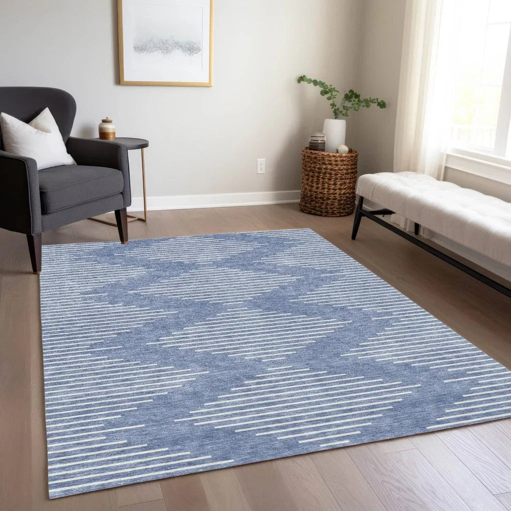 Velina Denim Washable Indoor-Outdoor Rug-Outdoor Rugs-LOOMLAN Rugs-LOOMLAN