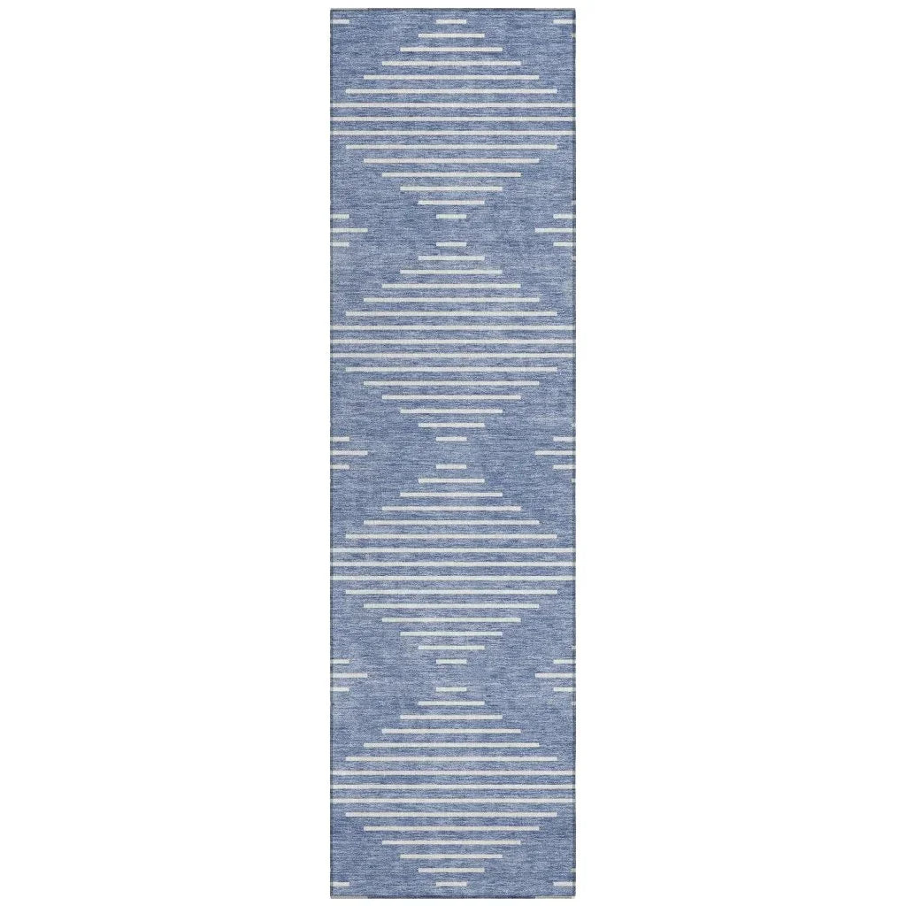 Velina Denim Washable Indoor-Outdoor Rug-Outdoor Rugs-LOOMLAN Rugs-2'3" x 7'6"-LOOMLAN