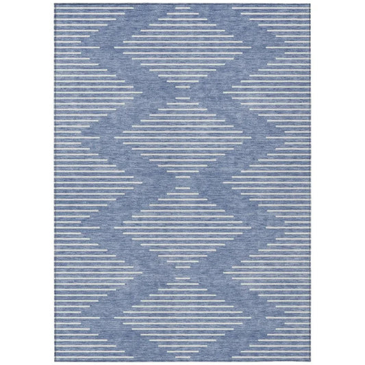 Velina Denim Washable Indoor-Outdoor Rug-Outdoor Rugs-LOOMLAN Rugs-2'6" x 3'10"-LOOMLAN