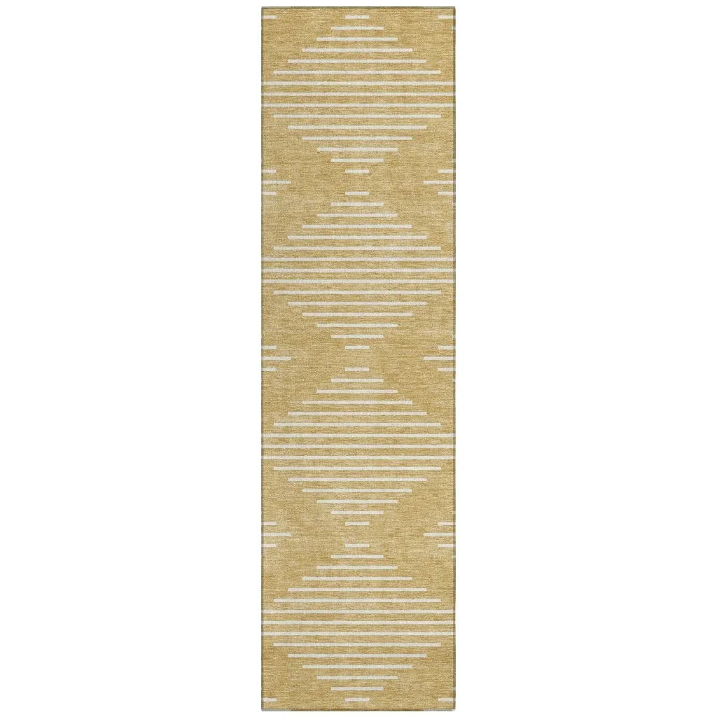 Velina Gold Washable Indoor-Outdoor Rug-Outdoor Rugs-LOOMLAN Rugs-2'3" x 7'6"-LOOMLAN