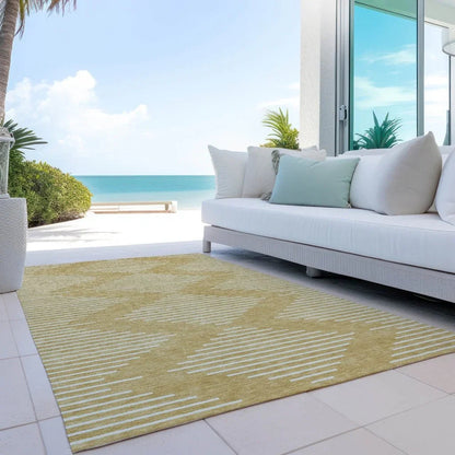 Velina Gold Washable Indoor-Outdoor Rug-Outdoor Rugs-LOOMLAN Rugs-LOOMLAN
