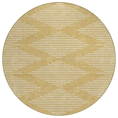 Velina Gold Washable Indoor-Outdoor Rug-Outdoor Rugs-LOOMLAN Rugs-8' x 8'-LOOMLAN