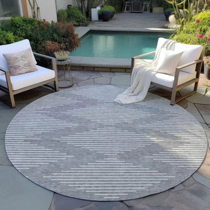 Velina Gray Washable Indoor-Outdoor Rug-Outdoor Rugs-LOOMLAN Rugs-LOOMLAN