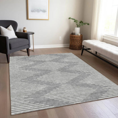 Velina Gray Washable Indoor-Outdoor Rug-Outdoor Rugs-LOOMLAN Rugs-LOOMLAN