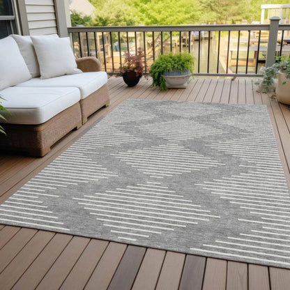 Velina Gray Washable Indoor-Outdoor Rug-Outdoor Rugs-LOOMLAN Rugs-LOOMLAN