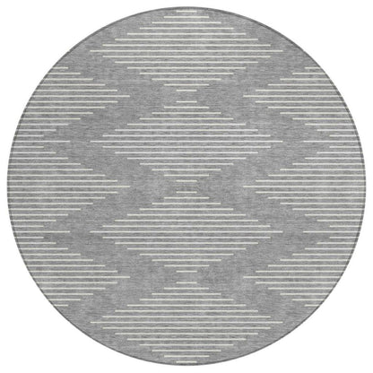 Velina Gray Washable Indoor-Outdoor Rug-Outdoor Rugs-LOOMLAN Rugs-8' x 8'-LOOMLAN