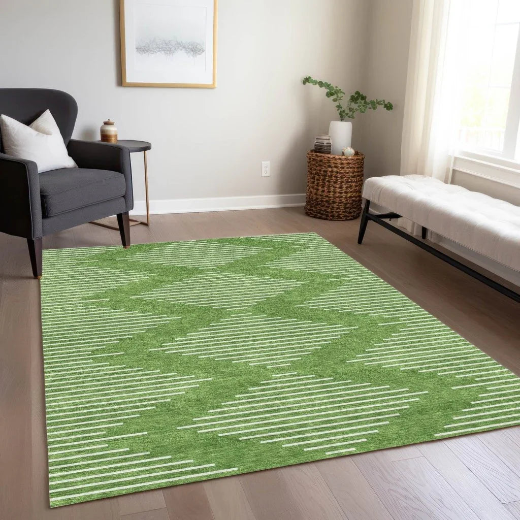 Velina Green Washable Indoor-Outdoor Rug-Outdoor Rugs-LOOMLAN Rugs-LOOMLAN
