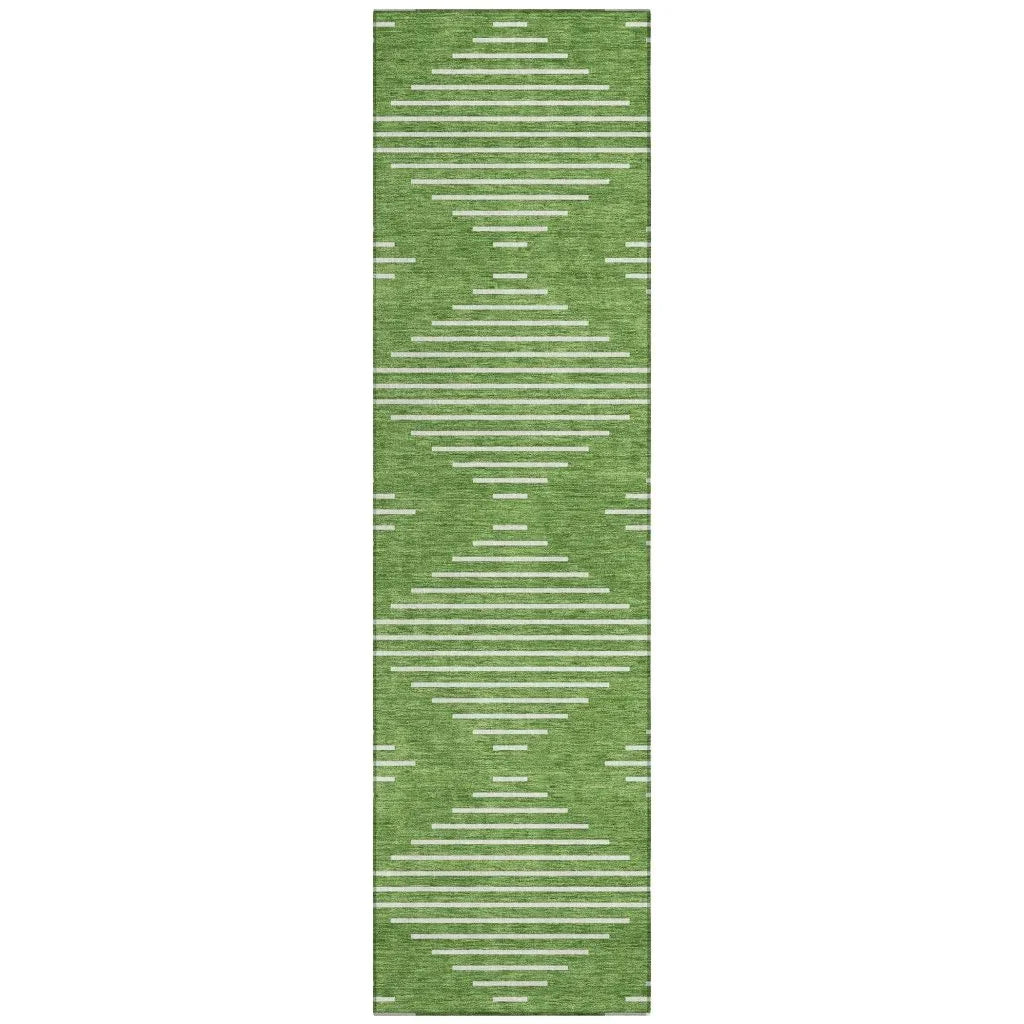Velina Green Washable Indoor-Outdoor Rug-Outdoor Rugs-LOOMLAN Rugs-2'3" x 7'6"-LOOMLAN