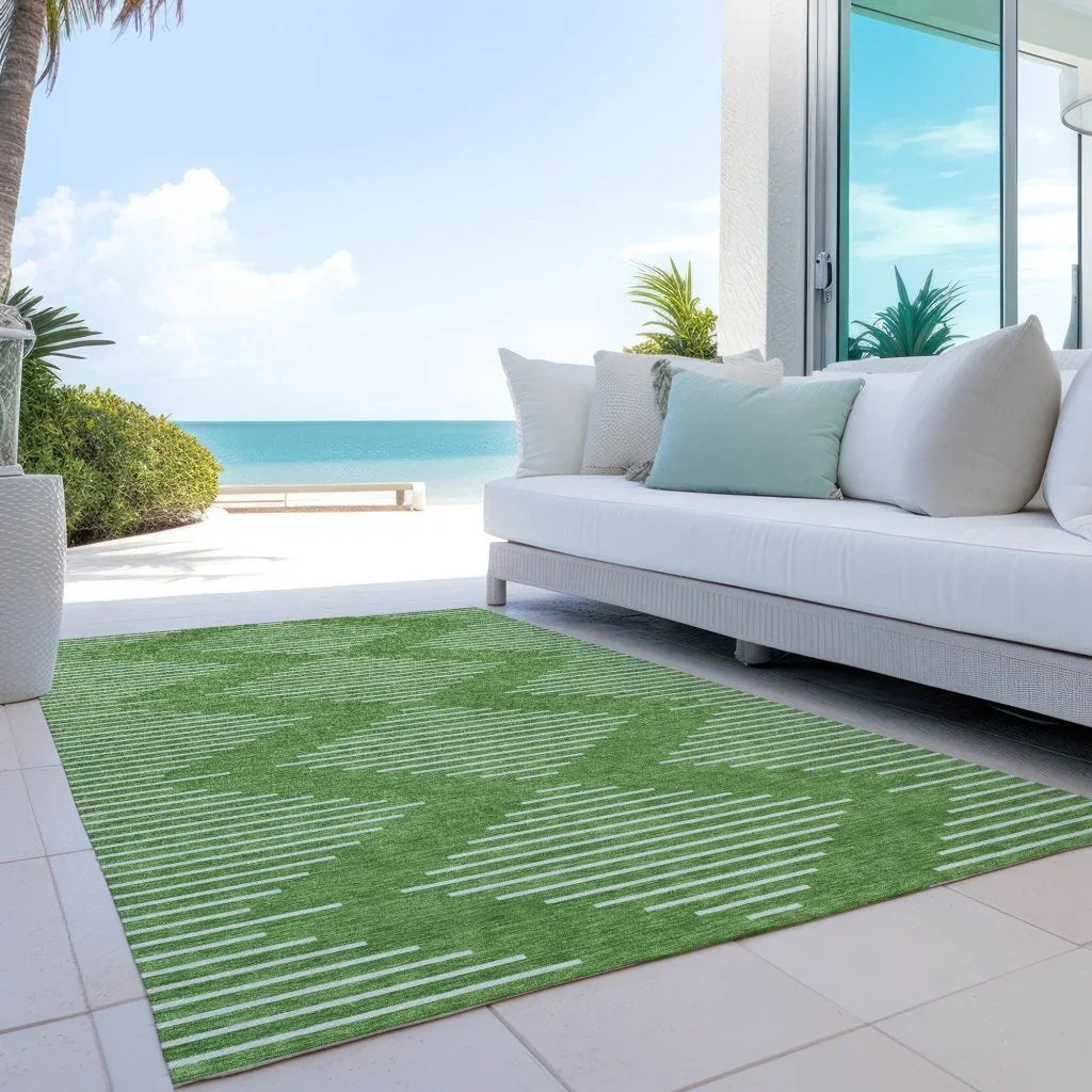 Velina Green Washable Indoor-Outdoor Rug-Outdoor Rugs-LOOMLAN Rugs-LOOMLAN